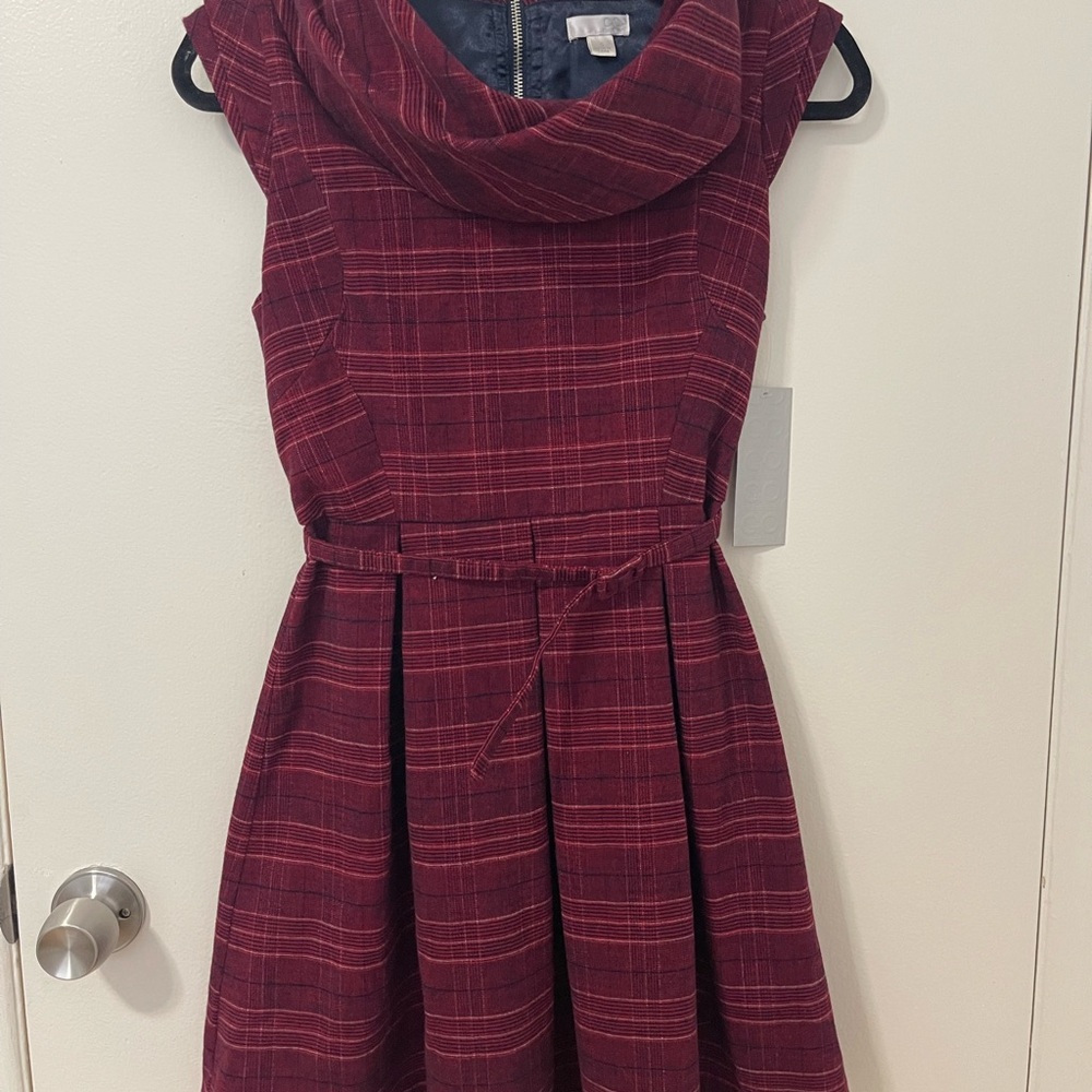 Red Plaid Sleeveless Dress